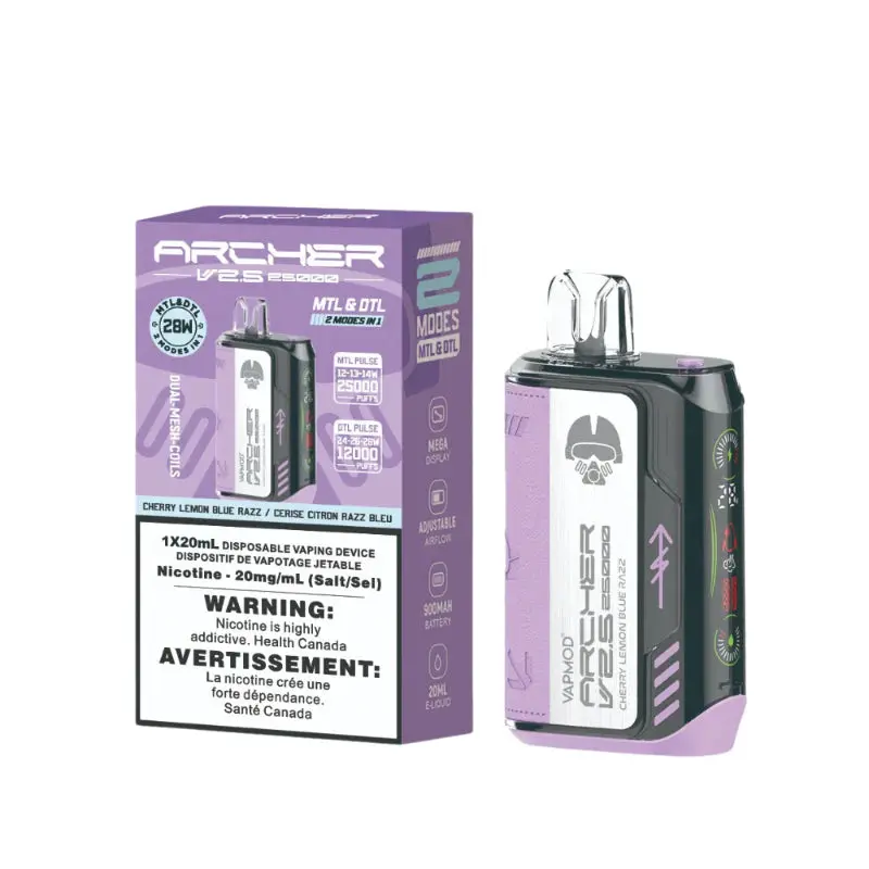 VAPMOD Archer V2.5 Disposable Vape- Cherry Lemon Blue Razz | Vape Cloud Canada